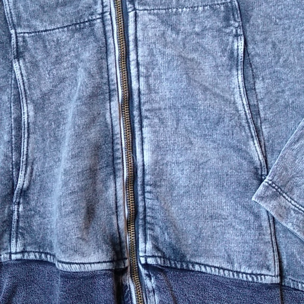 XCVI - Dusty Gray Hooded Zipper Jacket | Asymmetrical Hem - Size: Small - Picture 5 of 12